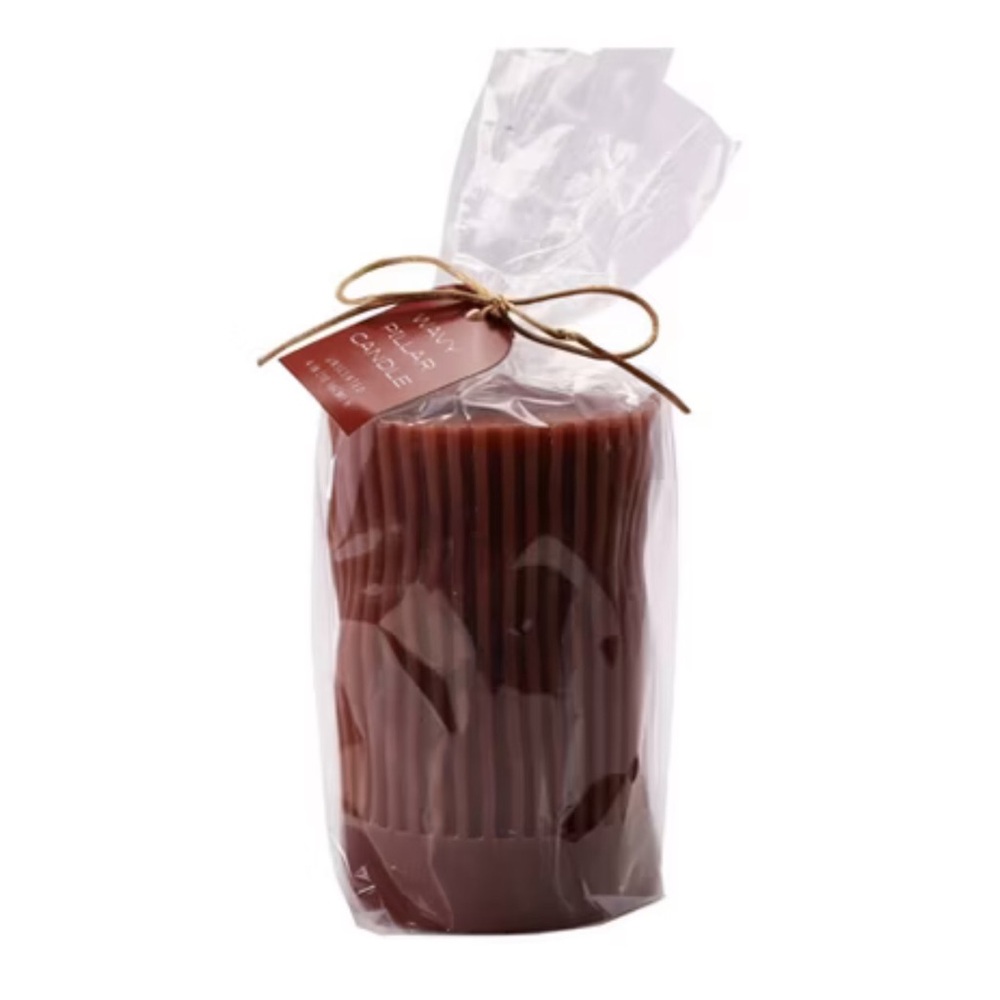 6X STARLUME Wavy Pillar Candle Unscented 4 IN (H) X 2.1 IN (W) X 2.7 IN (D)